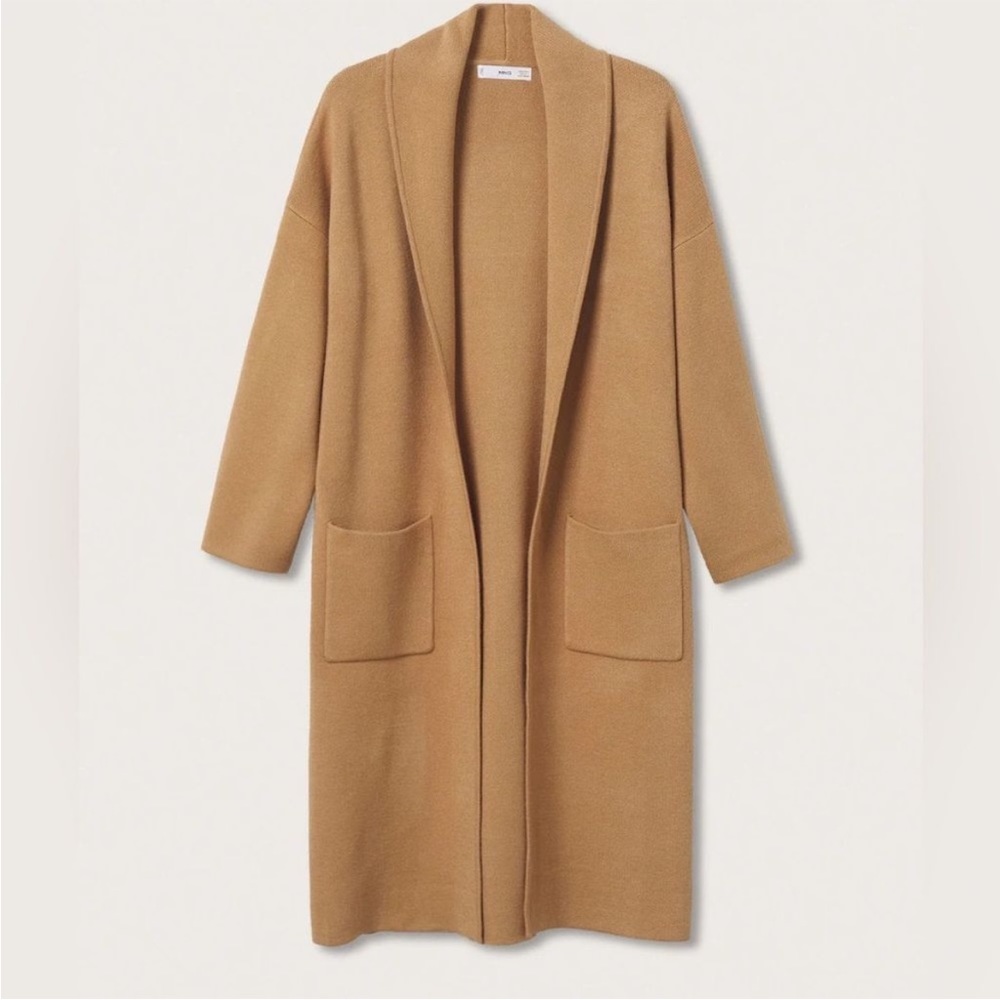 Mango Knit Coat Coatigan Camel
